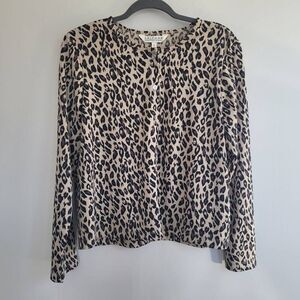 Vintage 90s leopard print button down shirt maximalist preppy‎ rich core